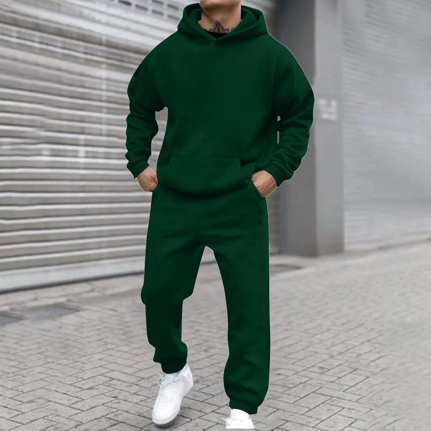 Colorful Urban Style Autumn And Winter Latest Products Men's Hooded Sweatshirt And Pants Set Street Wear Collection