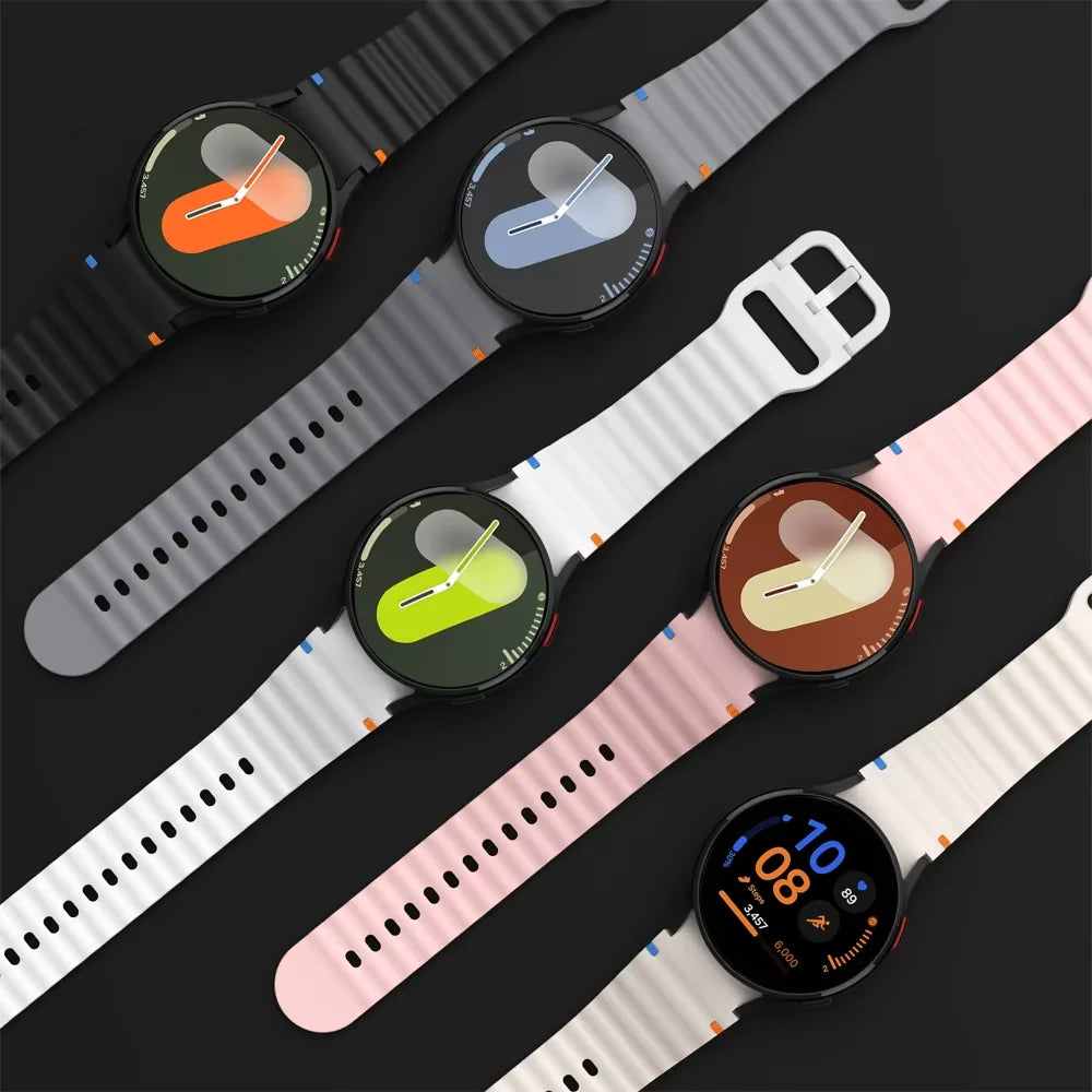 Silicone Strap for Samsung Galaxy Watch 7 6 5 4 44mm 40mm Original No Gaps Sports Band Accessories for 6/4 Classic 47mm 46mm43mm