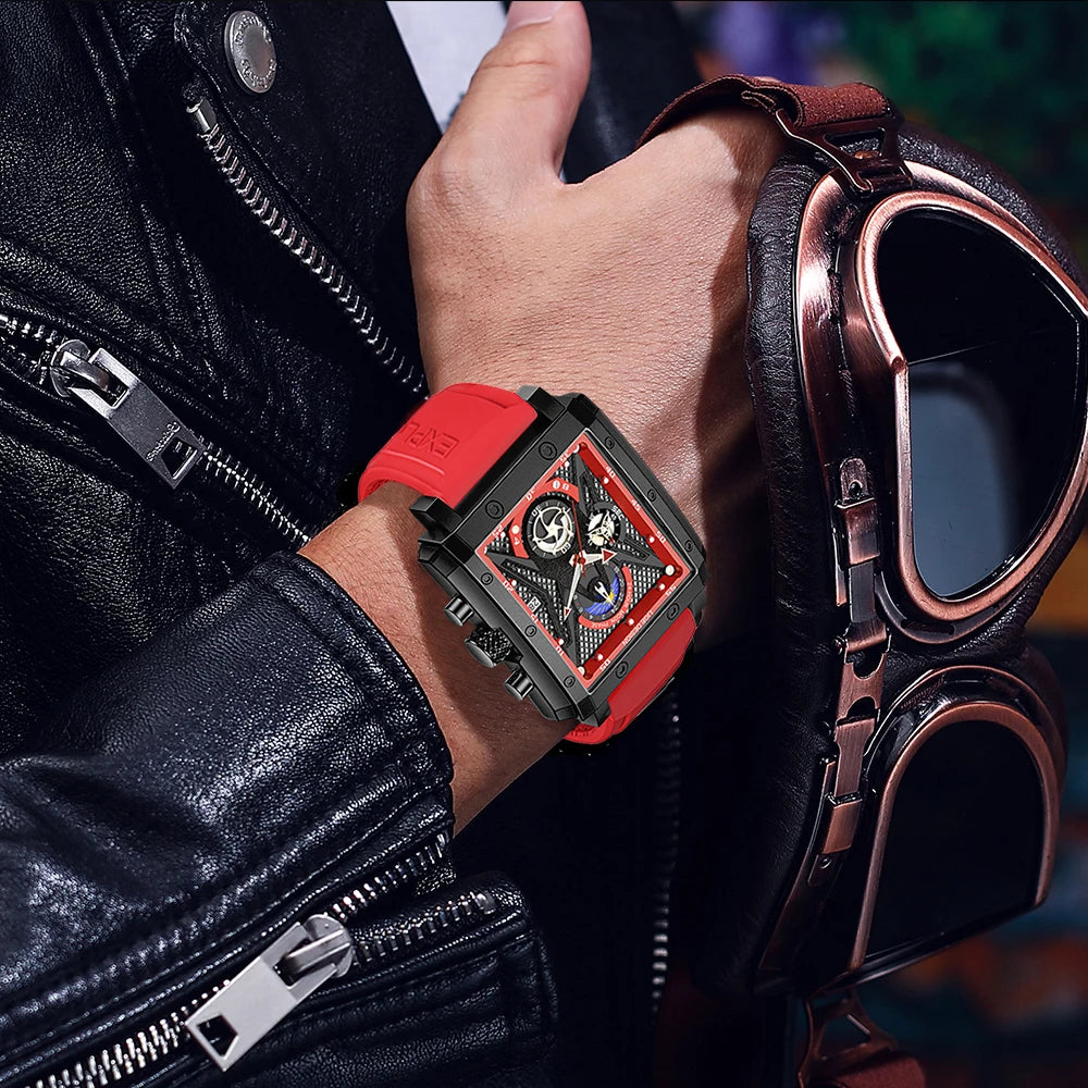 LIGE New Fashion Mens Watches Top Brand Luxury Silicone Quartz Watch For Men Waterproof Chronograph 24 Hour Moon Phase Clock+Box