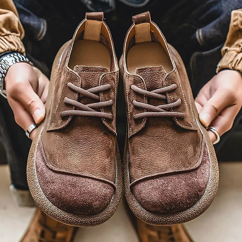 2025 men's shoes autumn new casual shoes wide toe retro low top lace up trend versatile men's shoes