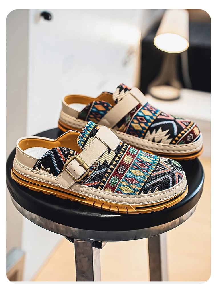 Men's Wide-Toe Round-Toe Sandals Casual Shoes for Spring and Summer, Versatile Commuter Slippers, One-Step Lazy Trendy Footwear