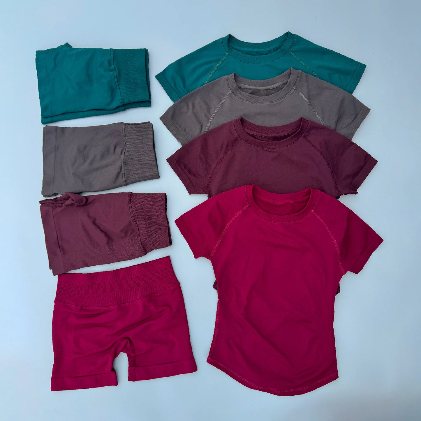 2 Pcs Sports Gym Sets Short Sleeve Seamless Clothing Fitness Set Women Workout Running Sports Short Leggings Suit
