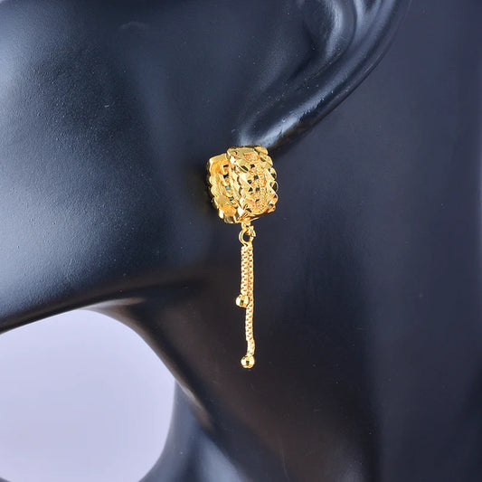 Ethiopian Gold Color Earrings For Woman African Fashion Wedding Bridal Party Wife Earrings Jewelry New