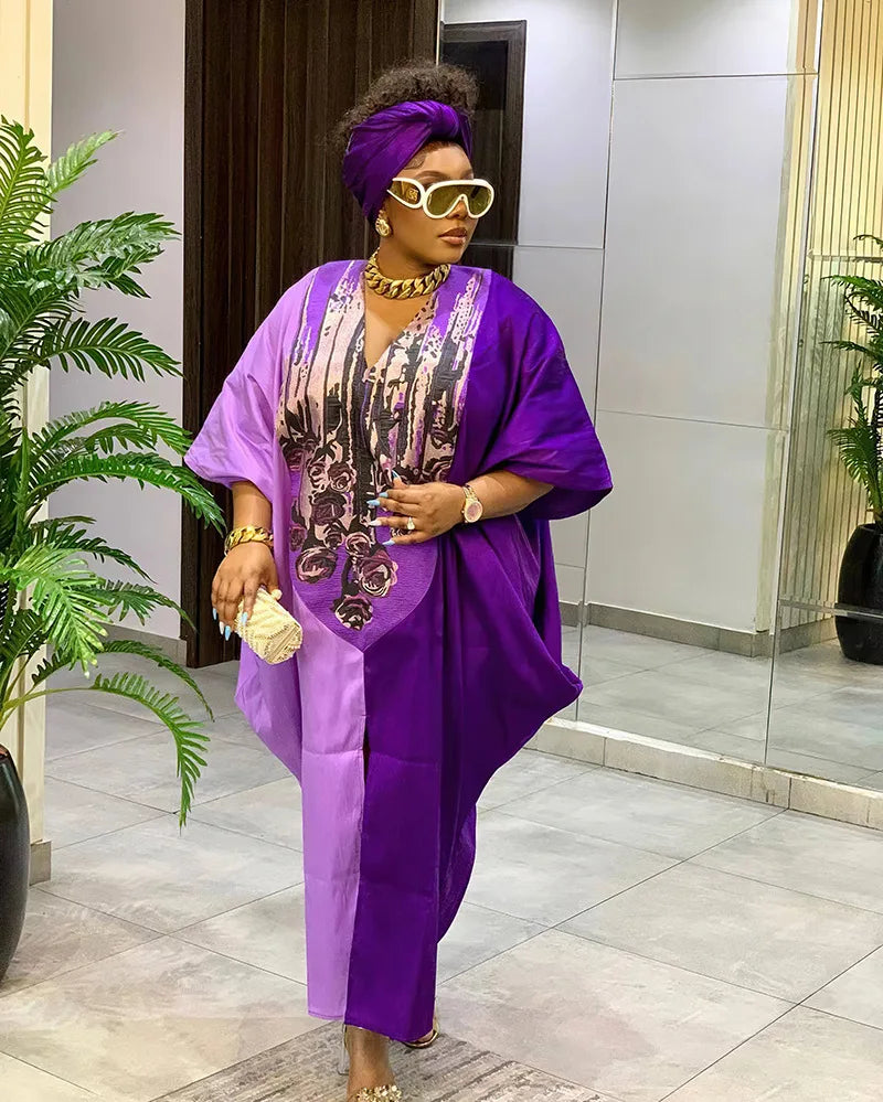 African Ethnic Style Long Dresses for Women 2026 Traditional Printed Patchwork Muslim Abayas Hijab Females Loose Robe Plus Size