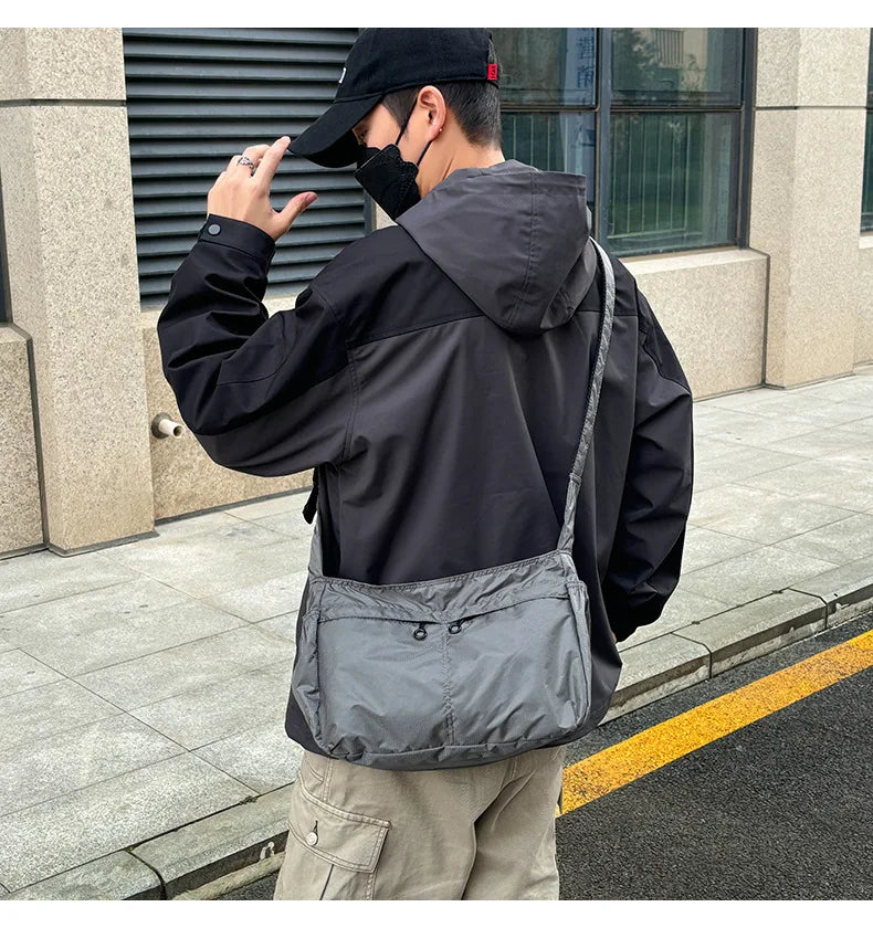 Outdoor Portable Crossbody Bags for Men and Women Commuter Waterproof Youth Shoulder Bag Solid Color Lightweight Female Tote