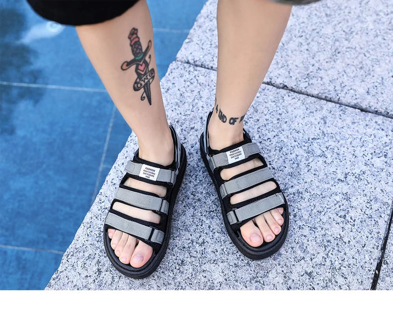 Men's Beach Open Toe Shoes Sandals High Quality Non-slip Men Slippers Breathable Two Uses Male Footwear Mens Summer Outdoor Shoe