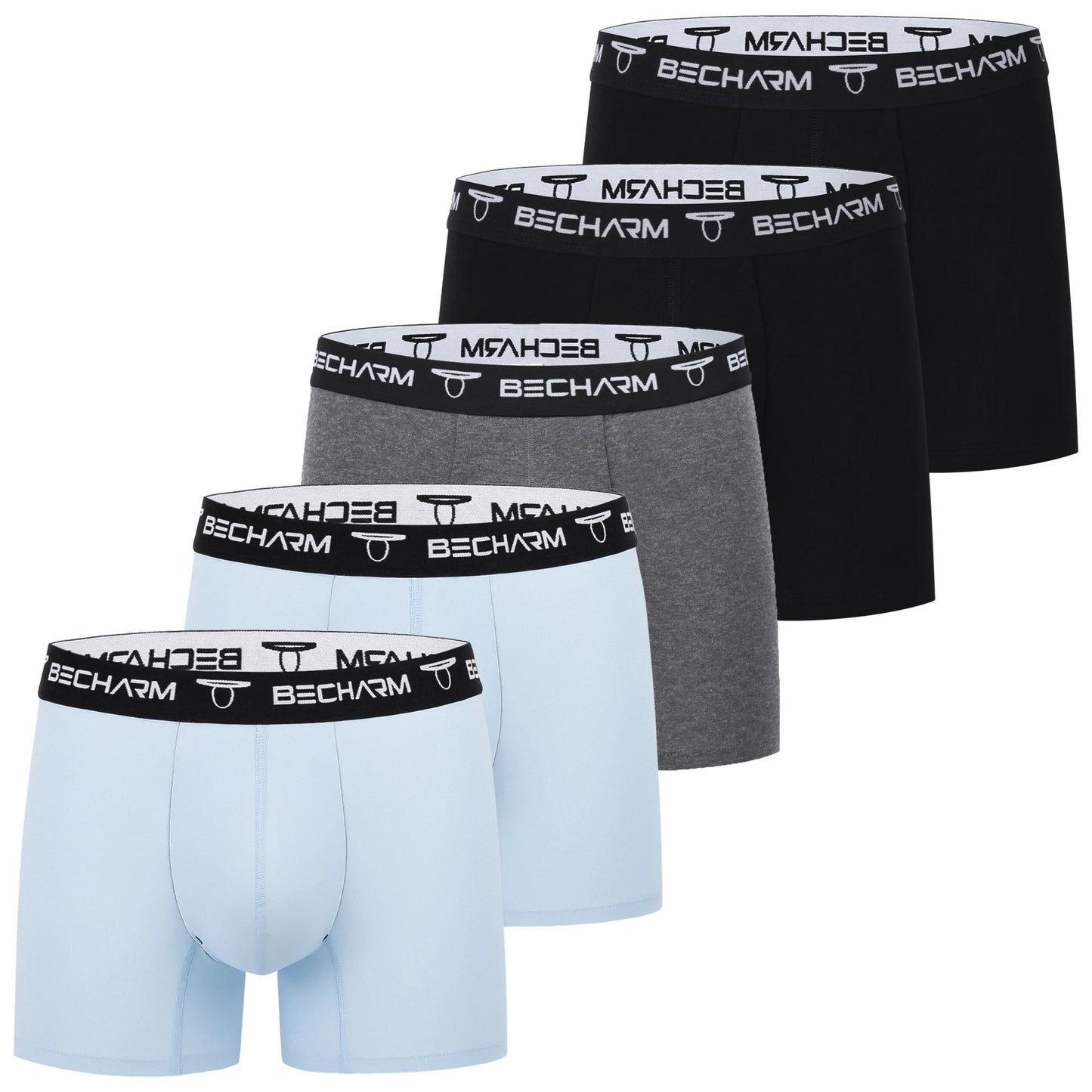 Mens Short Leg Underwear Soft Breathable Cotton Boxer Briefs Man 5 Pack Multicolor Trunks Underpants