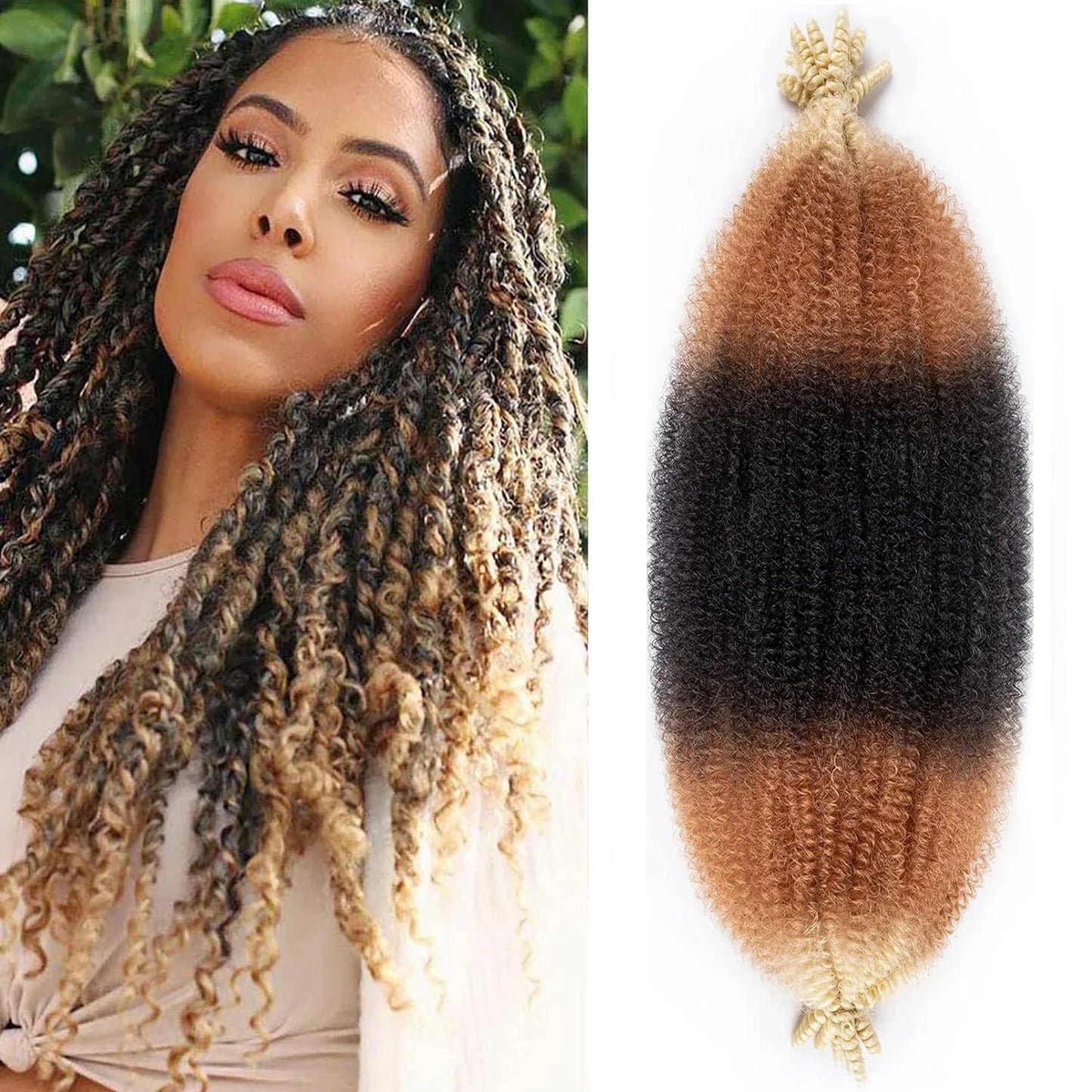 Pre-Separated Springy Afro Twist Hair 24 Inch 3 Tones Soft Locs Marley Twist Synthetic Braiding Hair Extension For Black Women