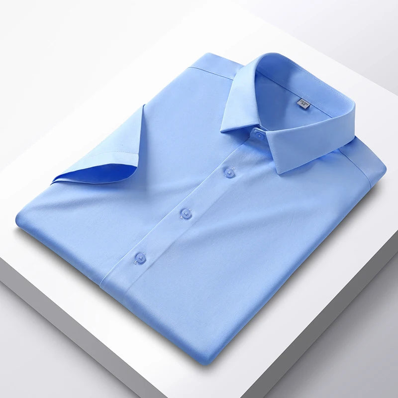 Men's 6XL Large High Quality Formal Shirts Short Sleeve Summer Clothing Non iron Business Casual ice Silk ice Feeling T-Shirts