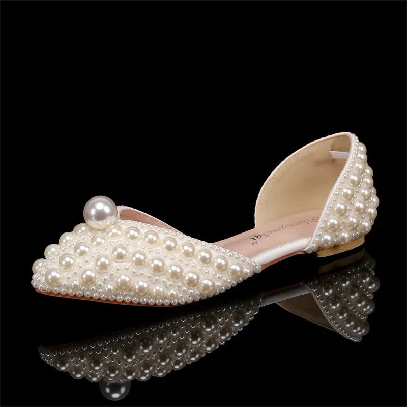 Maogu Women Sandals Fashion High Quality Wedding Shoes Women New Pearls Studs Luxury Peep Toe High Heels Buckle Woman Sandal 43