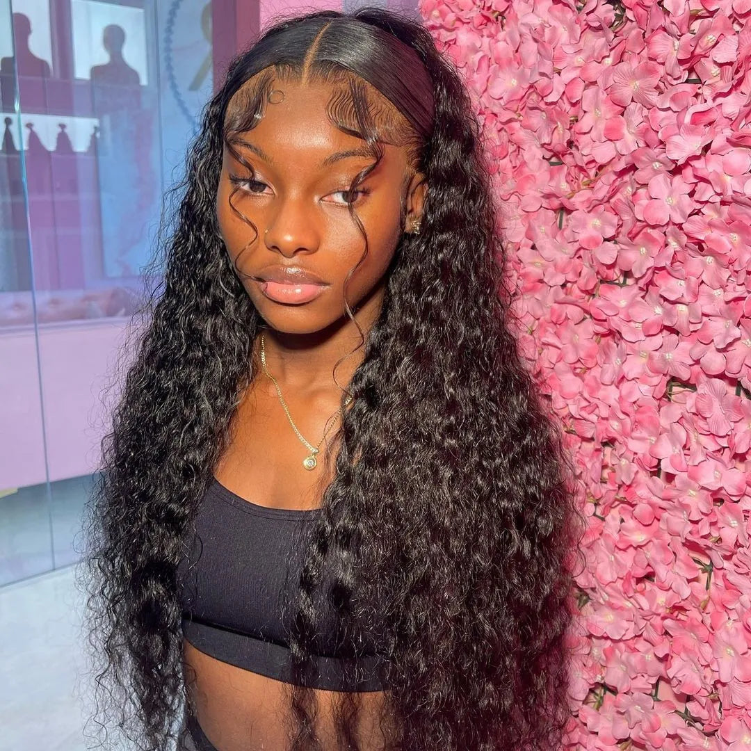 300% High Density Burmese Curly Lace Front Human Hair Wigs HD Transparent 13x6 13x4 Deep Wave Lace Frontal Wig Real Virgin Hair 40 46 Inch Water Wave Human Hair Wigs For Women Preplucked Hairline