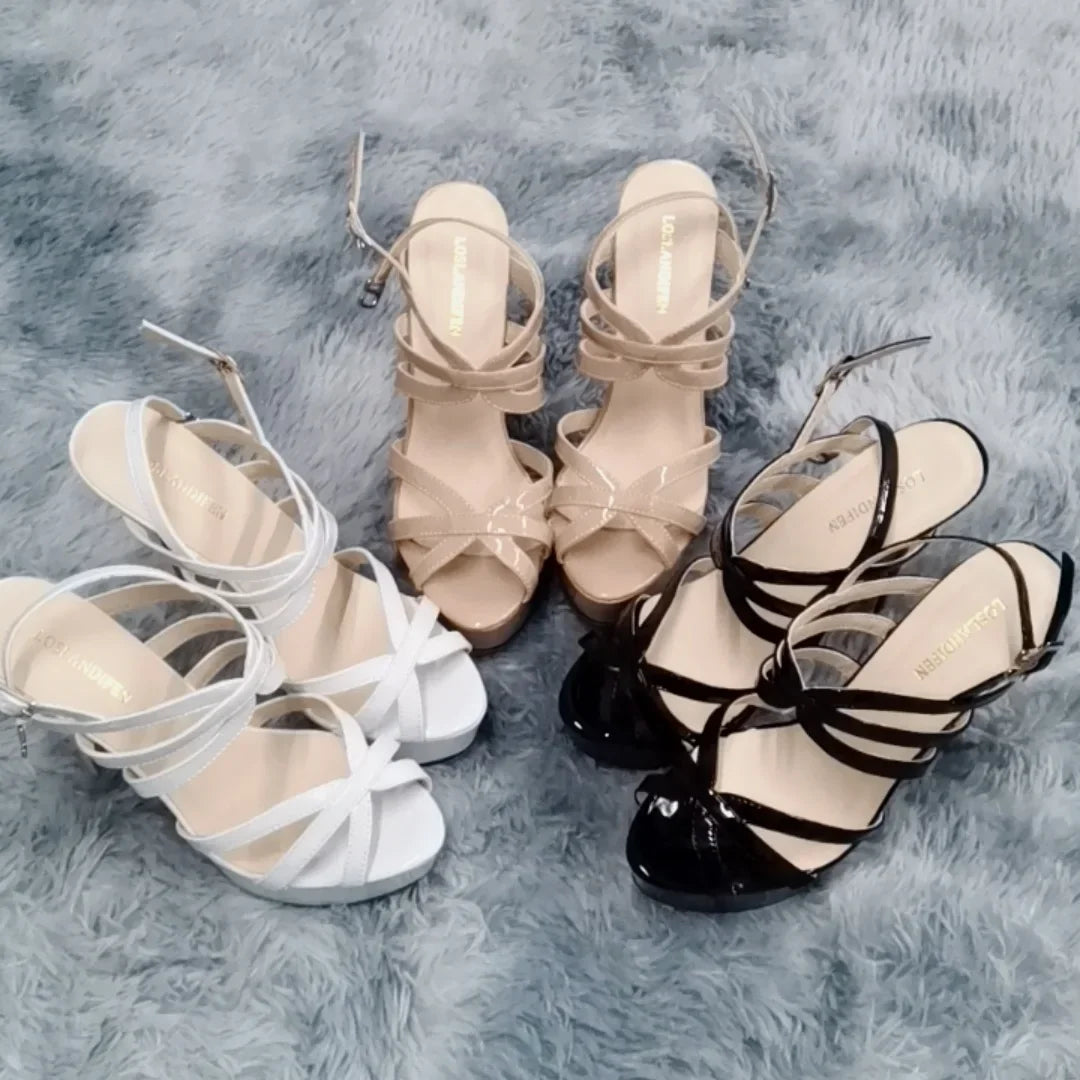 Women Sandals Sexy Pumps Nightclub Ultra Fashion 14cm Super High Heels Platform Ankle Strap Sandals Bride Shoes Large Size 44