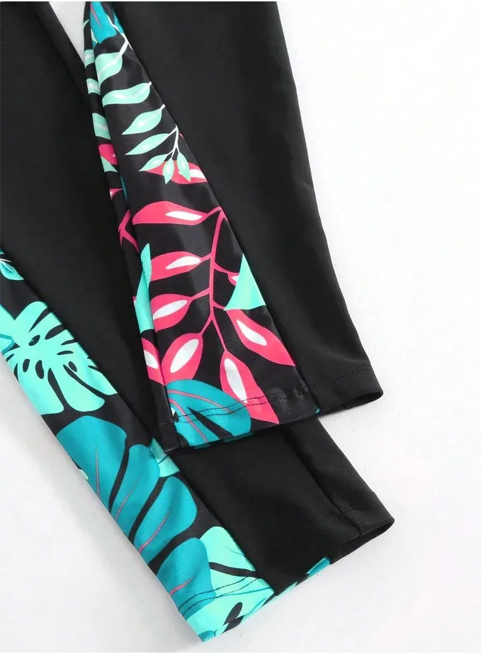 Burkini Femmes Swimwear Long Sleeve Black Tunic Swimsuit Full Leggings Front Zipper Swimming Suit Sun Protection Two Piece