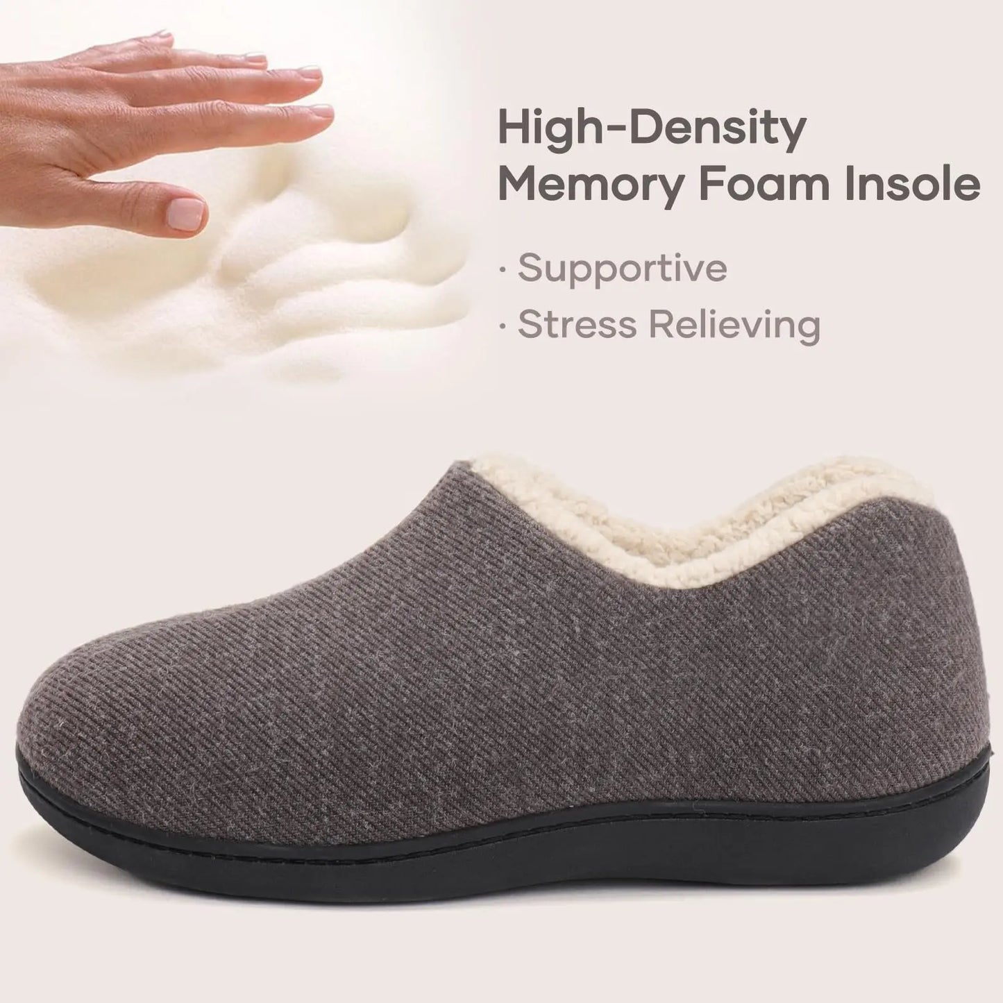 Evshine Women's Cozy Cotton Slippers Winter Warm Faux Fleece House Shoes Indoor Non-slip Memory Foam Slipper Casual Furry Slides