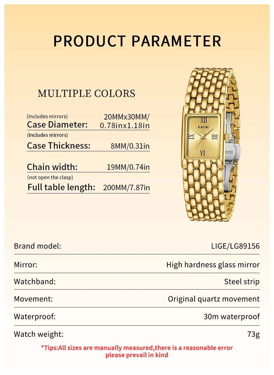 2025 LIGE New Watches Women Fashion Casual Luxury Gifts Womens Waterproof Square Dial Steel Belt Quartz Wrist Watch reloj mujer