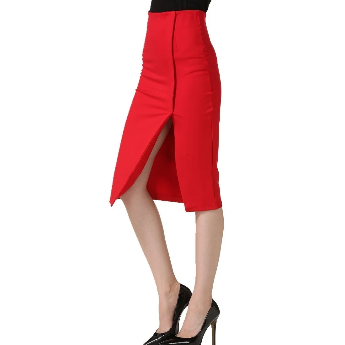 High Elastic European Style Sexy Split Package Hip Step Skirt High Waist Skirt