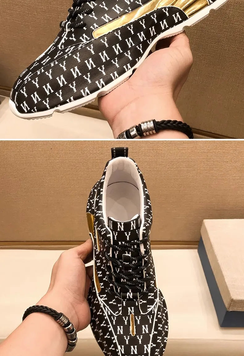 Brand Men Sneakers Fashion Print Casual Shoes Men Breathable Lace Up Running Shoes Luxury High Quality Men Sport Shoes 2026 New