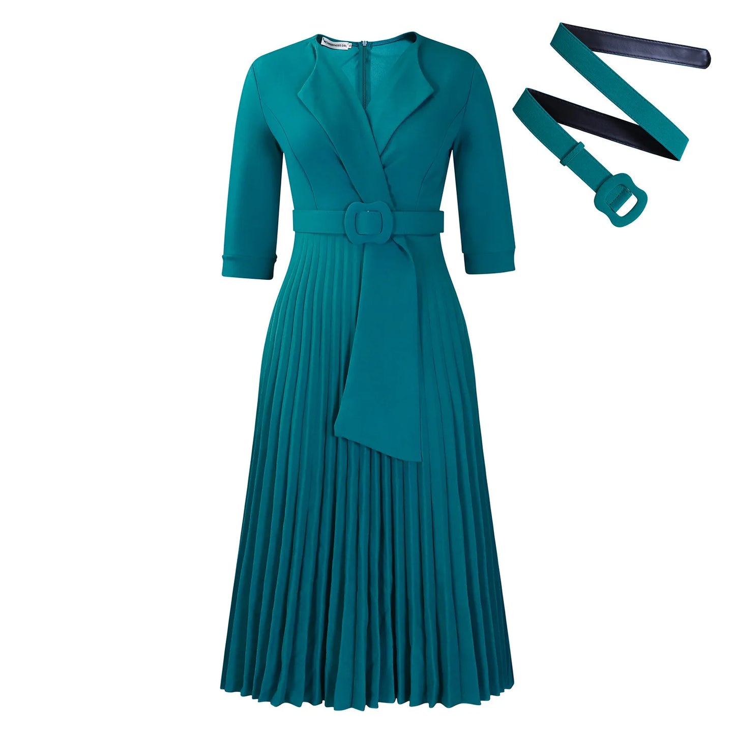 New Dashiki African Dresses for Women Spring Autumn Elegant Half Sleeve V-neck Pleated OL Style Midi Dress African Clothes Femme