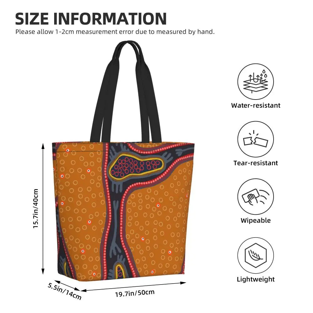 African Ankara Prints Grocery Shopping Tote Bags Women Geometric Ethnic Art Canvas Shoulder Shopper Bags Big Capacity Handbag