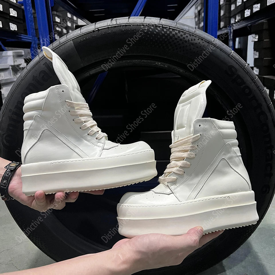 Brand RO Double Bottom Fashion Shoes Designer Women Ankle Boot Platform 6cm Original Casual Men Shoes Luxury Leather Zip Shoes