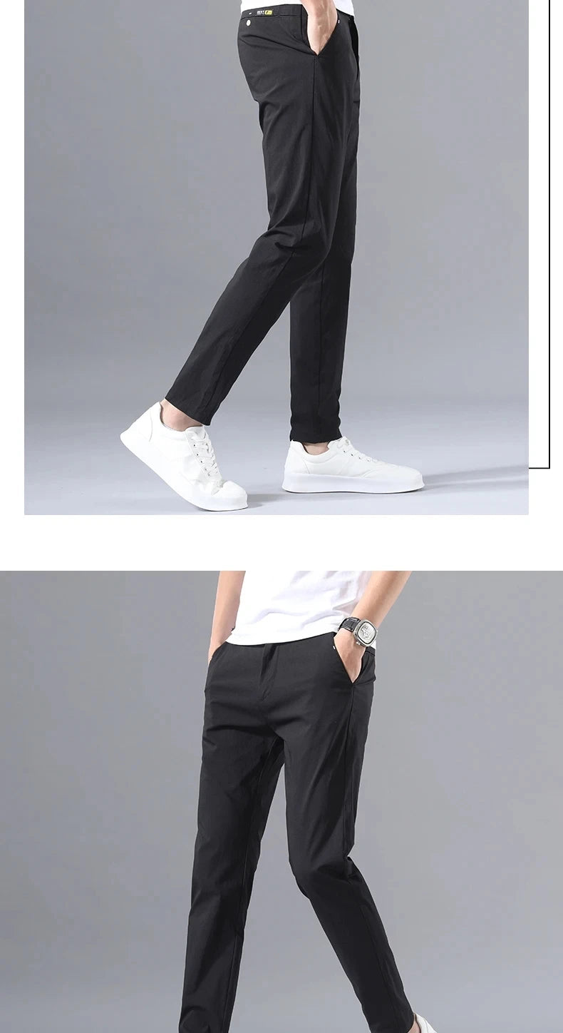 2025 Spring Autumn Thin Slim Men Casual Pants Classic Business Cotton Stretch Golf Trousers Korean Fashion Male Clothing Pants
