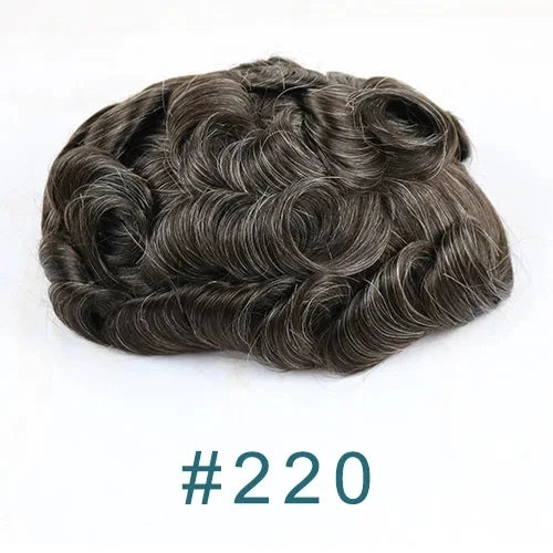 0.02mm Super Ultra Thin Skin 80% Density Natural Hairline Men Toupee Blonde Brown Grey Human Hair Undetected Capillary Prosthesi