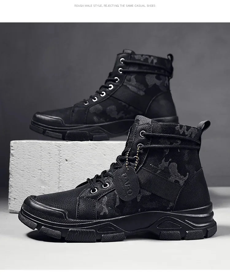 2024 New Men Military Tactical Men's Boots Special Force PU Leather Waterproof Desert Combat Ankle Boot Army Work Men Shoes EVA