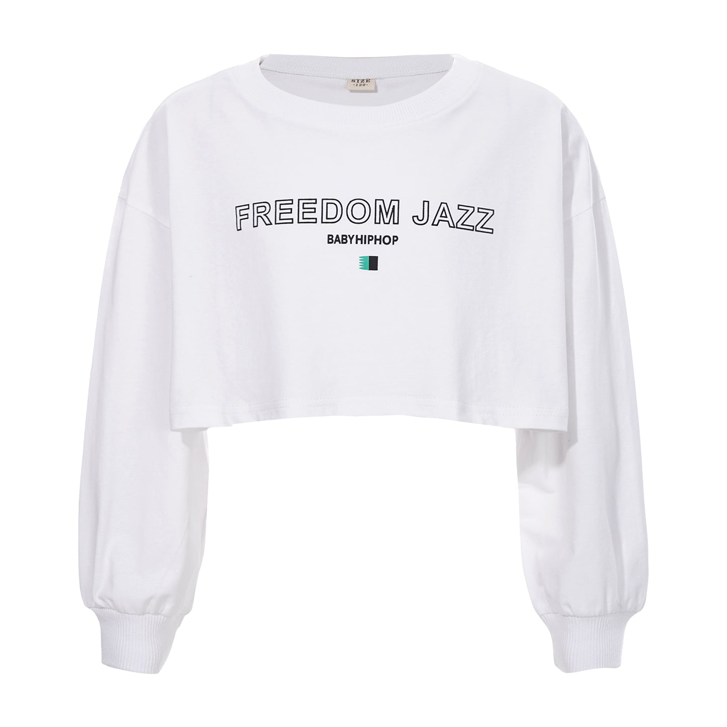 Kids Girl Long Sleeve Fashion Crop Top Casual Loose Pullover T-shirt for Hip-Hop Jazz Street Dance Performance School Daily Wear