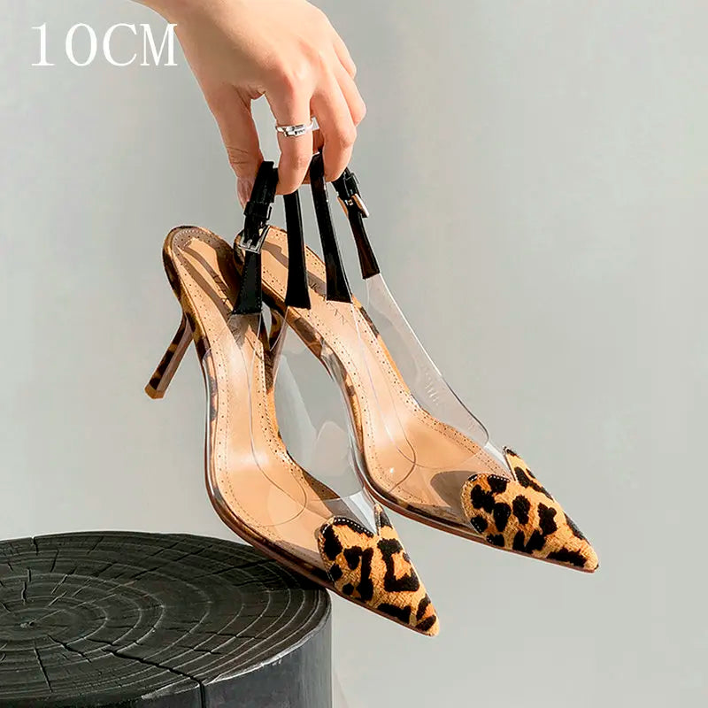 2025 New PVC European Style High Heels Women'S Summer Pointed Toe Runway Sandals Party Shoes
