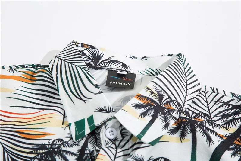 Men's Hawaiian Polyester Summer Short Sleeve Shirt Tropical Leaf 3D Pattern Printing Beach Male Shirts Casual Blouse For Men