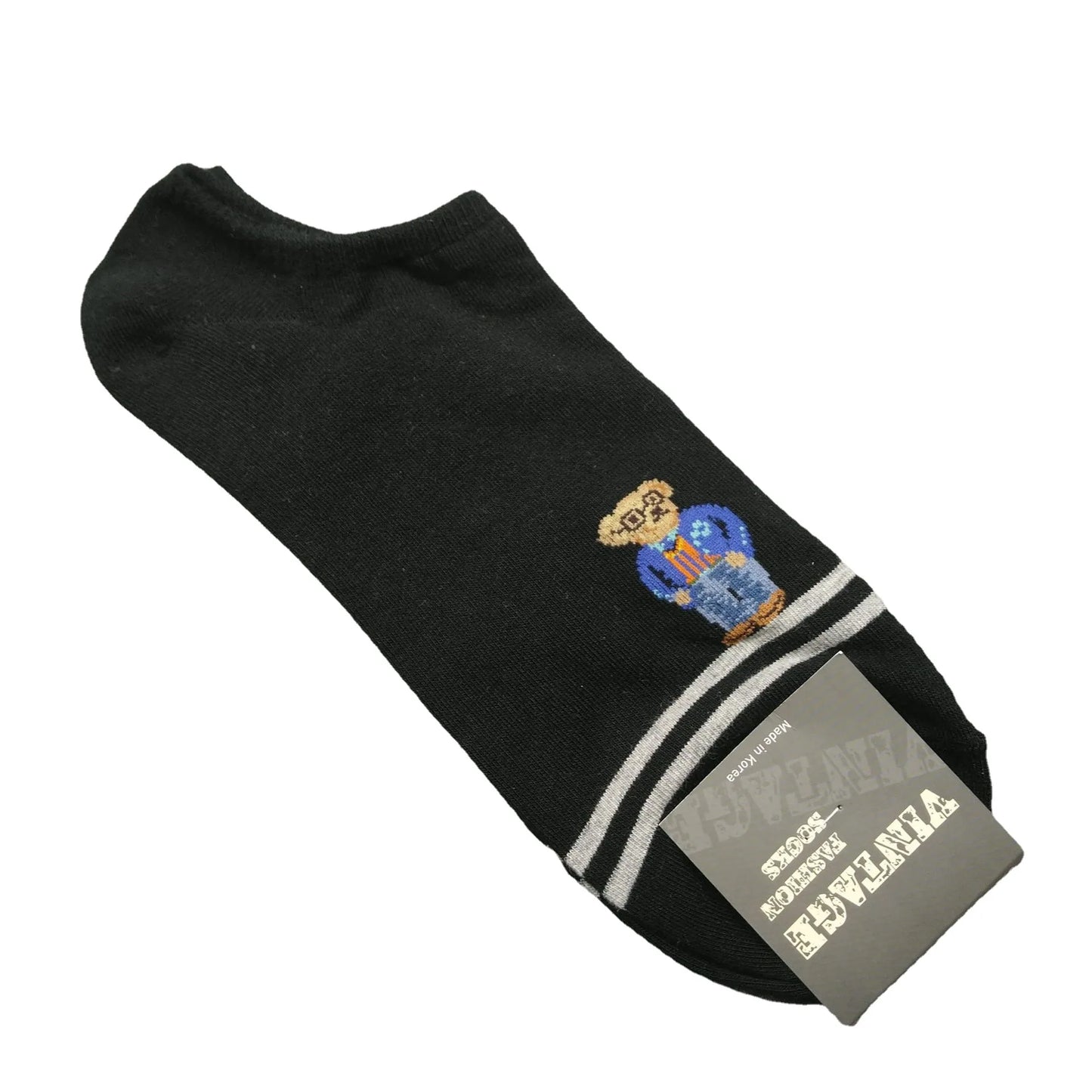 Good Quality Cartoon Gentleman Bear Men's Socks Cotton Harajuku Style Sport Boys Skateboard Novelty Breathable  Christmas Gifts
