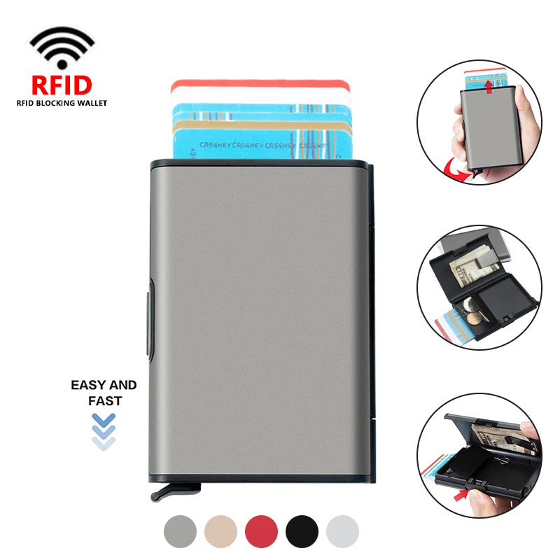 2023 Rfid Credit Card Holder Men Minimalist Coin Wallets Pop Up Metal Id Bank Cardholder Case Identification Card Holder Folders