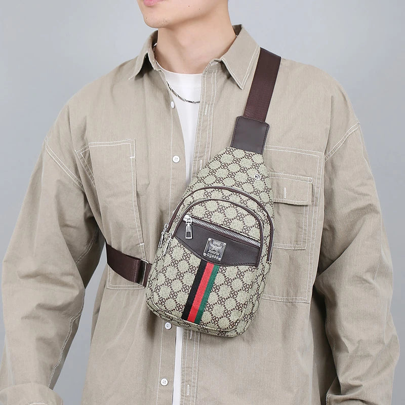 Men's Multifunction Messenger Bag Shoulder Cloth Chest Bags Crossbody Casual  Handbag with Earphone Hole