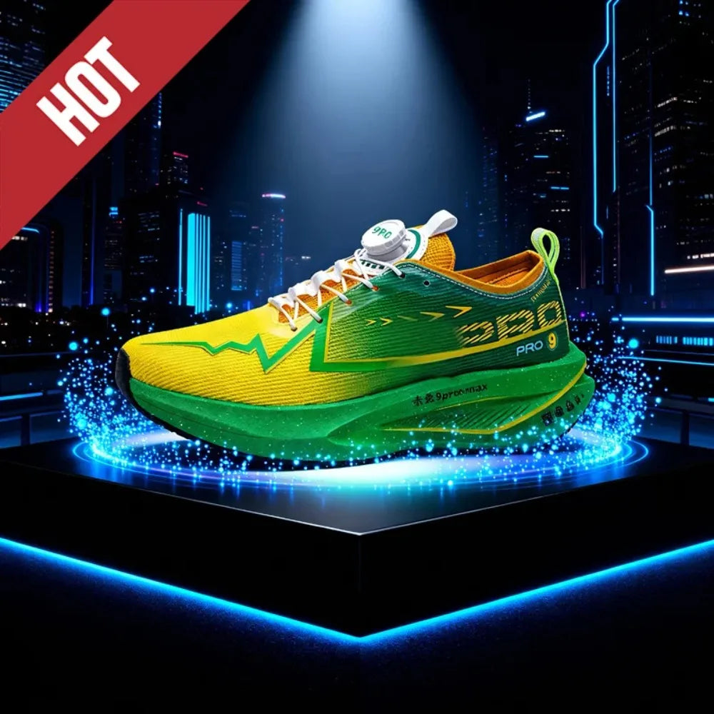 Fluorescence Running Shoes Carbon Board Marathon Men Sports Breathable Lightweight Women's Comfortable Athletic Sneakers Casual