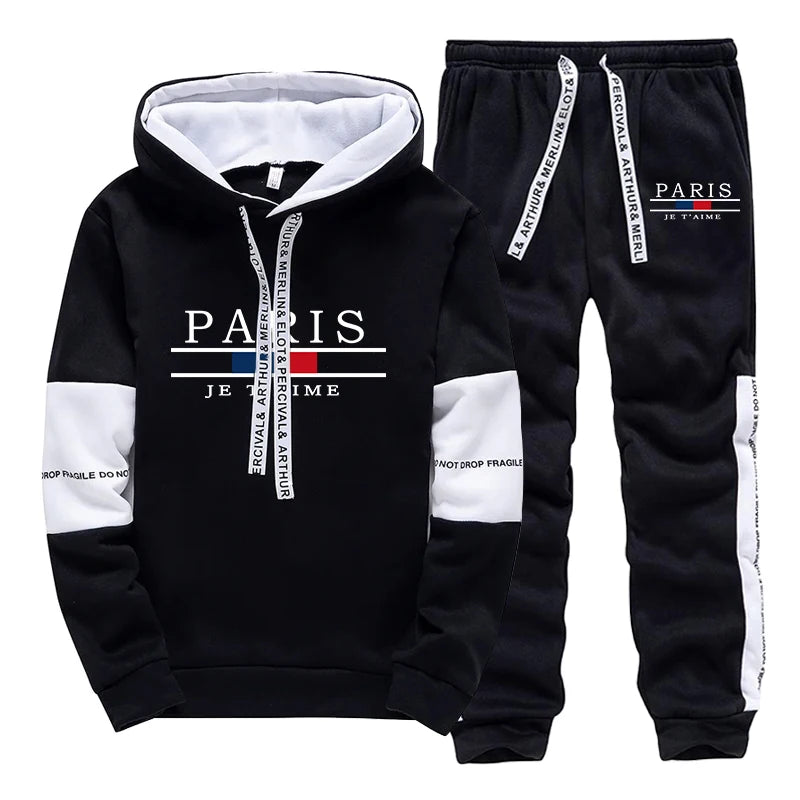 Fashion Mens Tracksuit Print Casual Sweatshirts Outdoors Sports Jogging Mens Clothing Single Piece Hoodie Pants Daily Streetwear