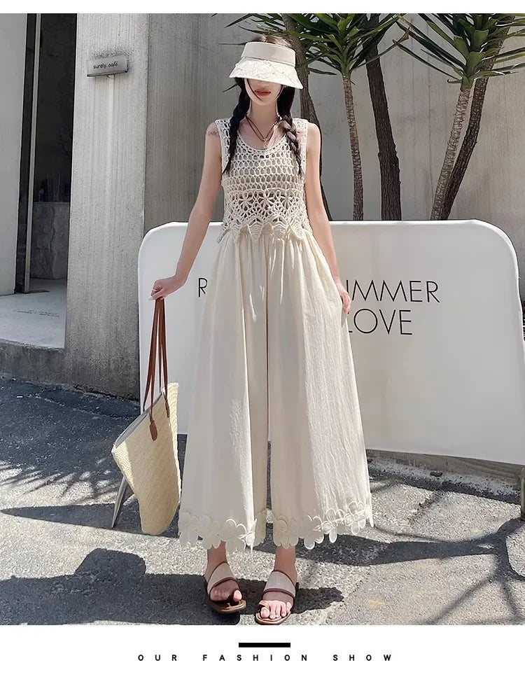 Spring and summer best-selling styles: leisure, fresh, country style, cute, versatile, floral high-waisted nine-tenths pants