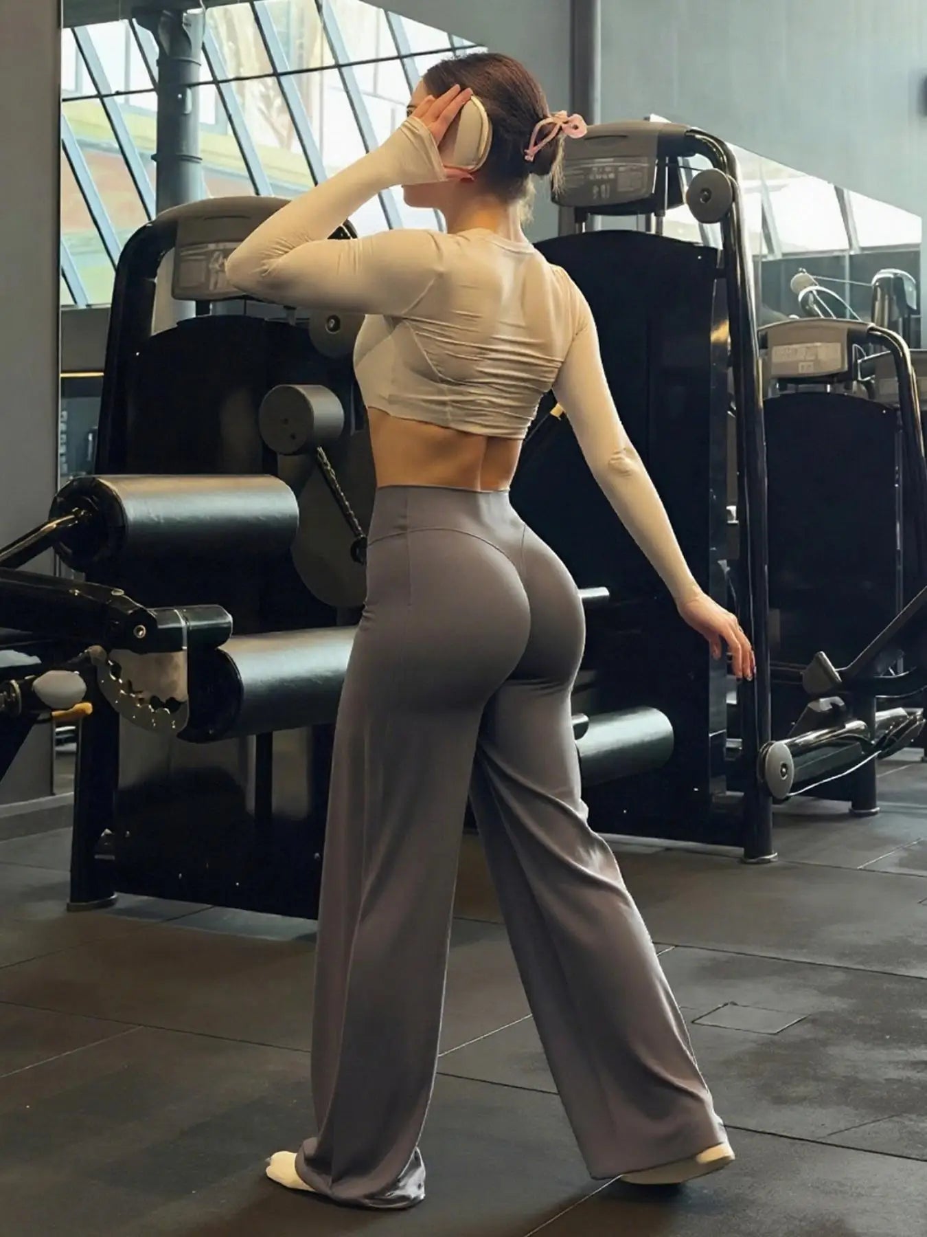 High Waist Wide Leg Pants Leggings Women Tights Fitness Bell-bottoms Yoga Elastic Leggings Push Up Gym Workout Flared Pants