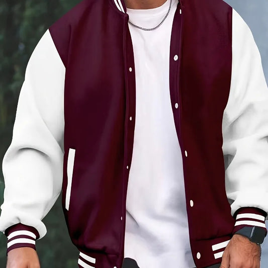 American Men's College-Style Baseball Jacket, Autumn/Winter Outdoor Sports Jogging Coat, Korean Fashion Casual Couple Jacket
