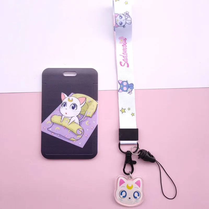 New Cartoon Girls Anime Lanyard Credit Card ID Holder Bag Student Women Travel Bank Bus Business Card Cover Badge