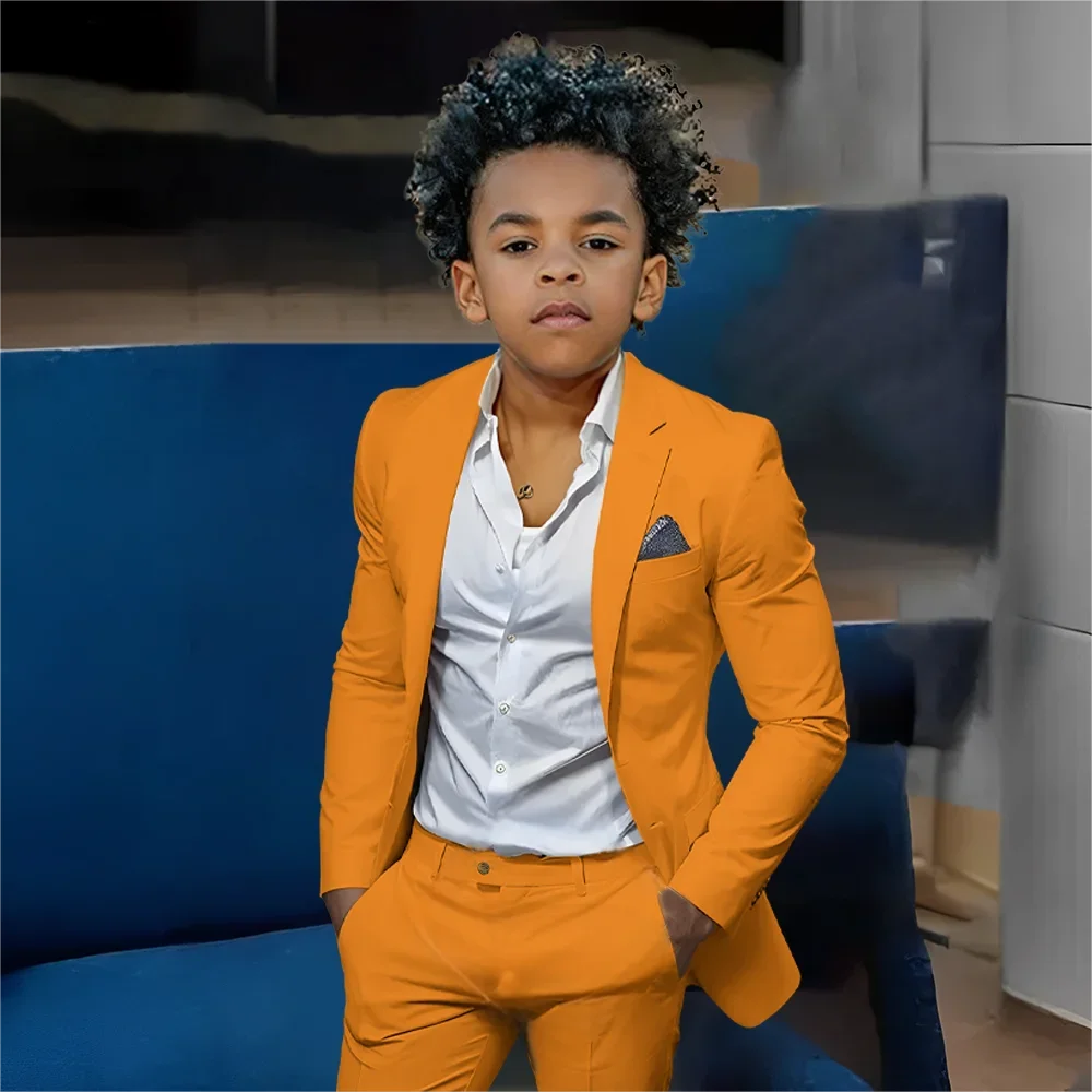 Casual Beige Boys Suit 2 Piece Set Fashion Design Wedding Tuxedos for Kids Custom Clothes 2-16 Years Old Outfit