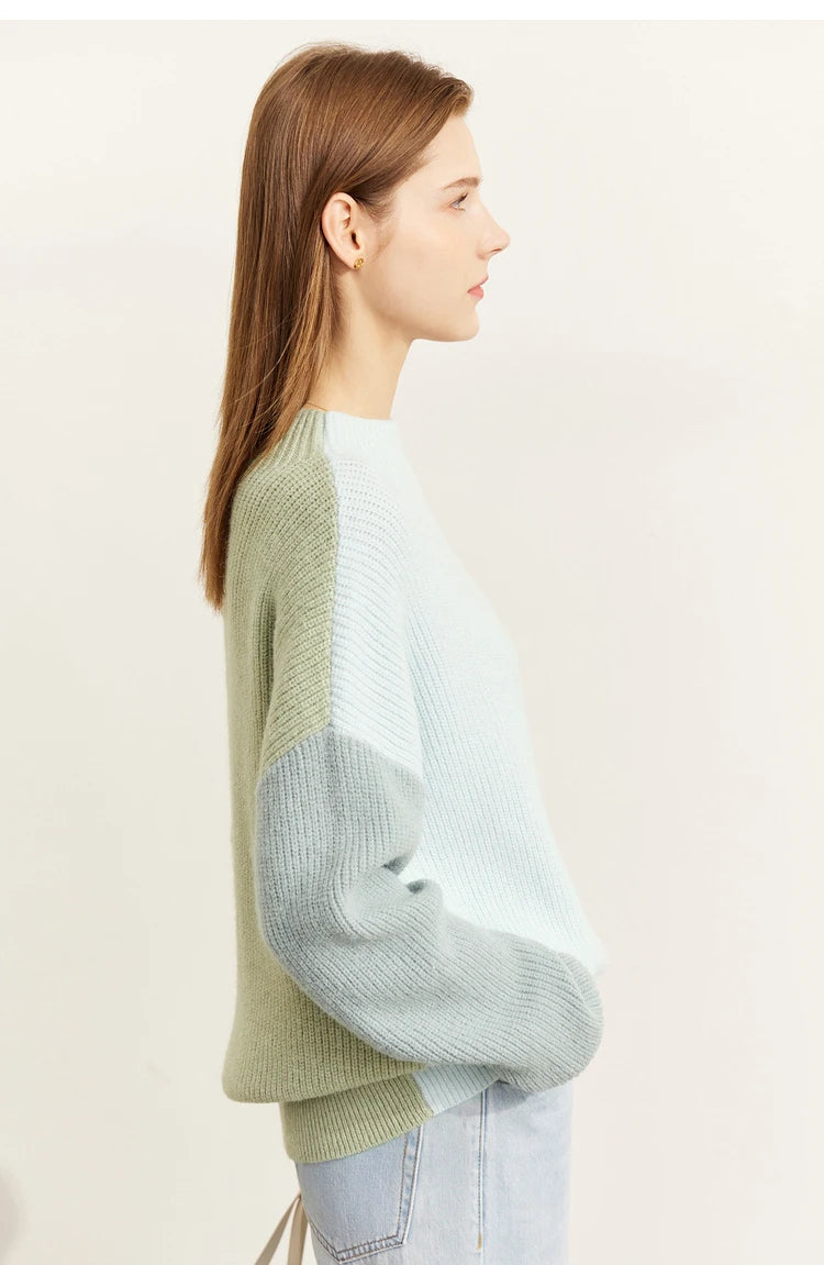 AMII Minimalism Sweaters Women 2024 Spring Street wear Spliced Knitted Top Drop Sleeve Loose Full Pullovers Sweaters 12344144