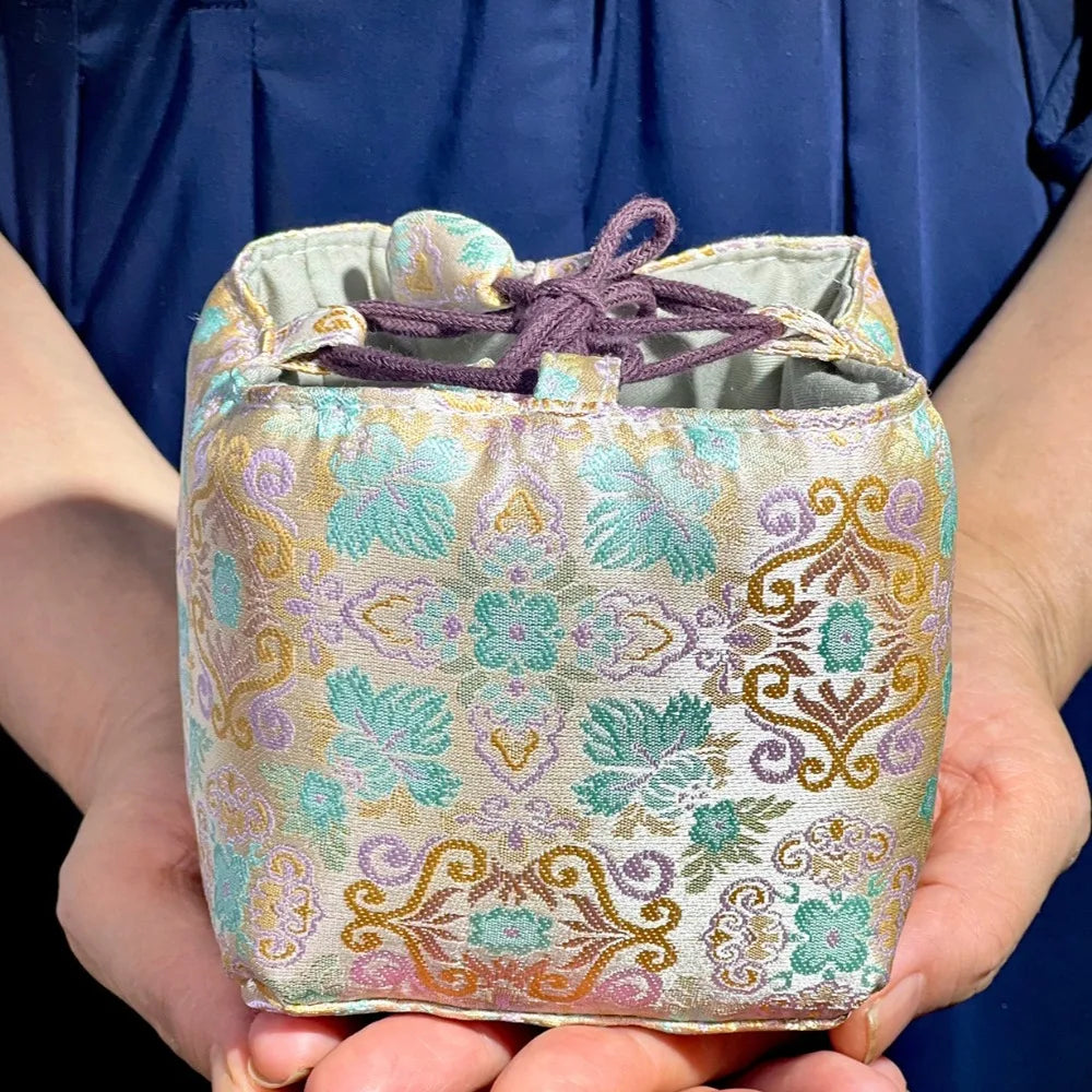 Chinese Style Tea Set Organizer Bag Embroidered Breakage-proof Teacup Drawstring Cloth Pouch Tea Ceremony Accessories