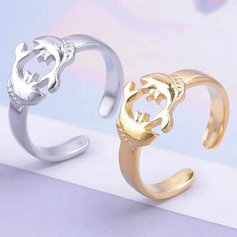 Fashion 5pcs/lot Marine Jewelry Sea Animals Conch Starfish Shell Rings Stainless Steel Rings Jellyfish Scallop Oceans Women Gift