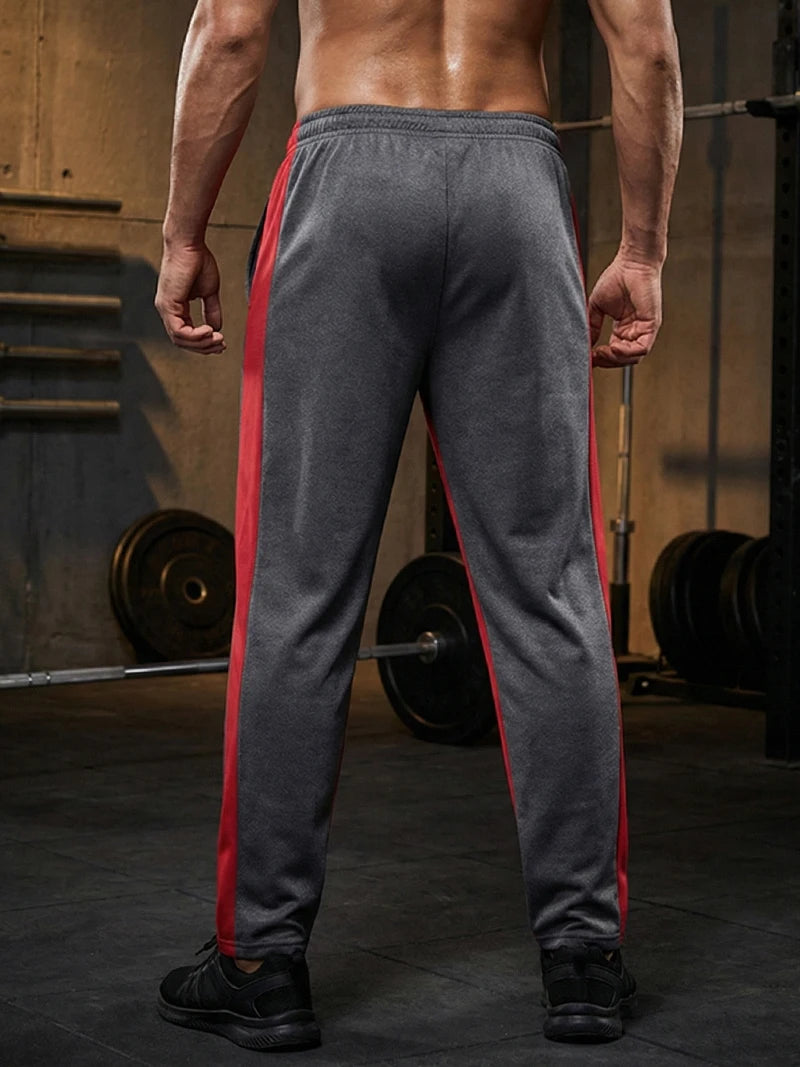 Mens Athletic Workout Running Jogging Sweatpants Fall Winter Warm Cozy Joggers Pants Colorblock Patchwork Trousers Activewear