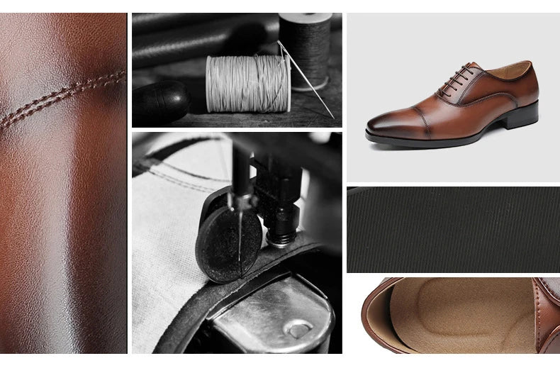 Genuine Leather Mens Dress Shoes Black Formal Social Shoe Male Business Wedding Derby for Man Luxury Italian Oxford Loafers 2024