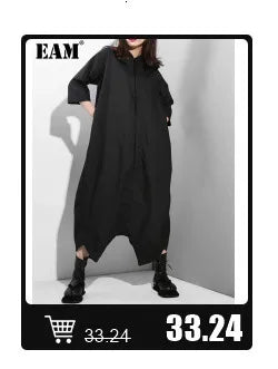 [EAM] High Elastic Waist Black Pleated Long Wide Leg Trousers New Loose Fit Pants Women Fashion Tide Spring Summer 2026 1U320
