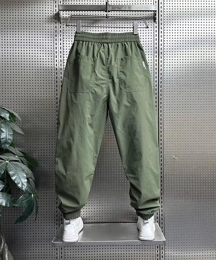 Summer Fashion New Men Breathable Casual Trousers Loose Tying Feet Versatile Simple Solid Color Harem Pants
