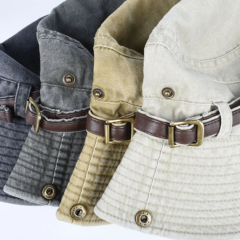 Panama Sun Hat Fisherman Hat Man Women Summer Wide Brim Visor Fishing Bucket Hat Leather Belt Embroidered Waterproof Bob Femme BAZAARHUBO