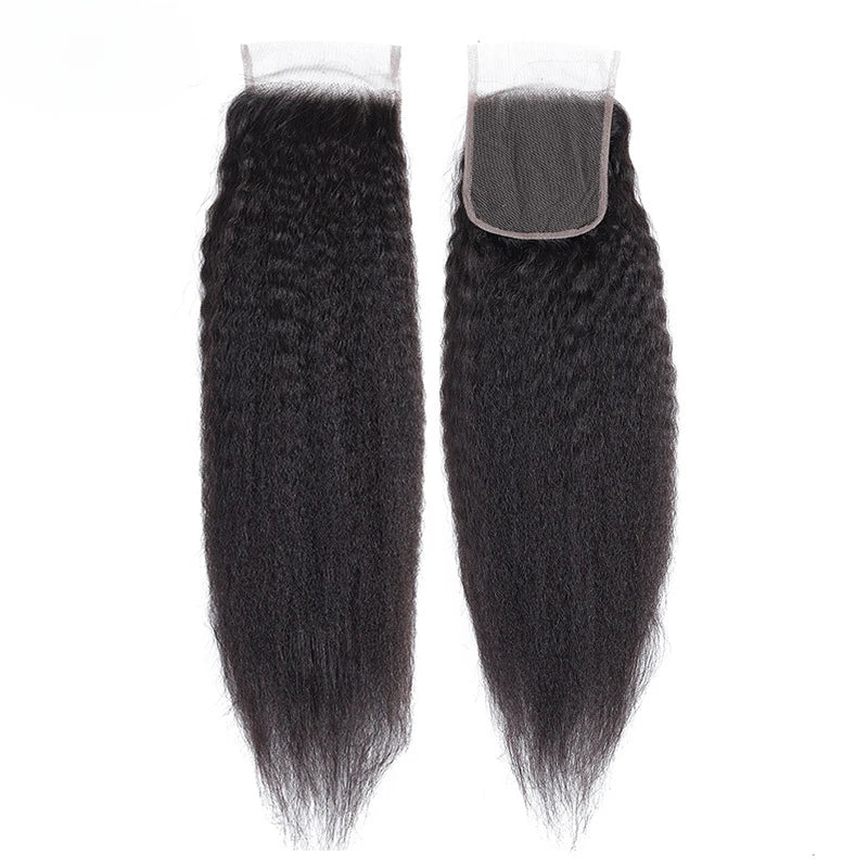 20 Inch Straight Body Wave Deep Curly 4x4 Transparent Lace Closure Pre-Plucked Raw Indian Hair Natural Color 150% Density