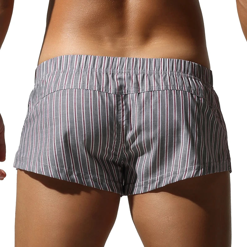 Mens Cotton Boxers Funny Woven Pattern Plaid Boxer Shorts Inseam Pajamas